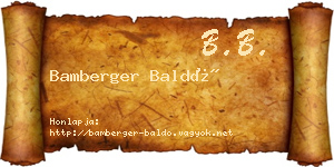 Bamberger Baldó névjegykártya